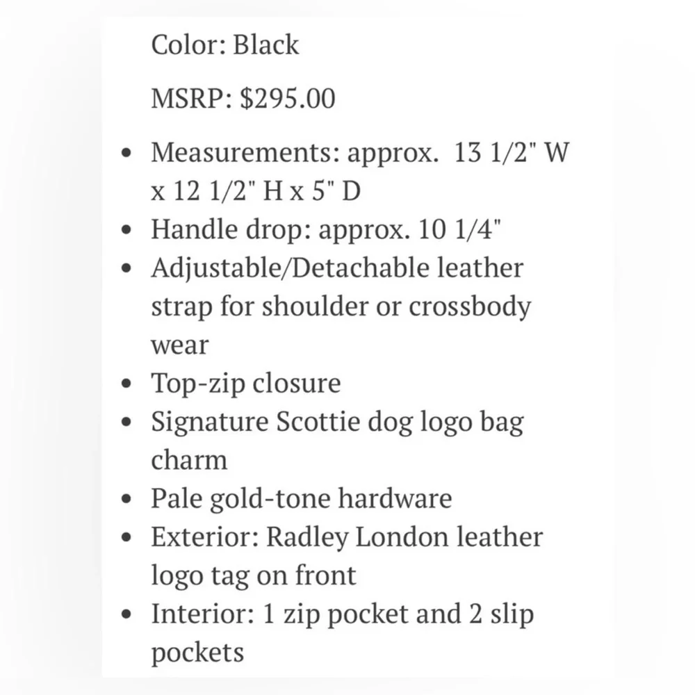 Radley London Southwark Park Leather Hobo Bag, black, NWOT